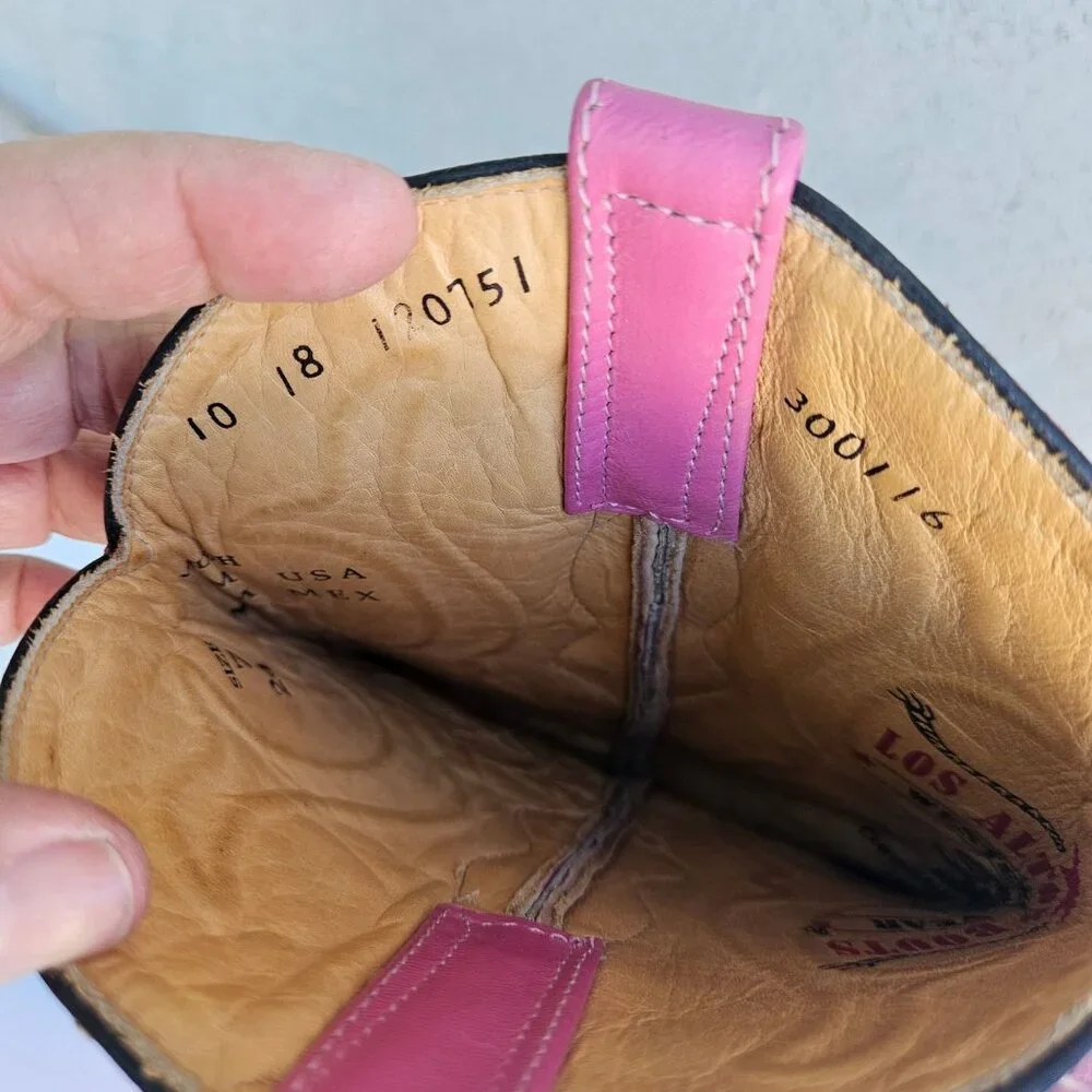 Vintage 90s Los Altos Pink Genuine Crocodile Western Cowboy Boots Women Sz 7 - Picture 12 of 16